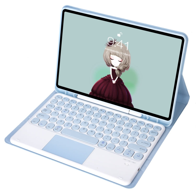 YA700B-A Candy Color Skin Feel Texture Round Keycap Bluetooth Keyboard Leather Case with Touchpad For Samsung Galaxy Tab S8 11 inch SM-X700 / SM-X706 & S7 11 inch SM-X700 / SM-T875(White Ice) - Samsung Keyboard by PMC TechLife | Online Shopping South Africa | PMC TechLife