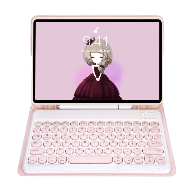 YA610B Candy Color Skin Feel Texture Round Keycap Bluetooth Keyboard Leather Case For Samsung Galaxy Tab S6 Lite 10.4 inch SM-P610 / SM-P615(Pink) - Samsung Keyboard by PMC TechLife | Online Shopping South Africa | PMC TechLife