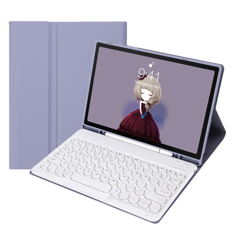 YA610B Candy Color Skin Feel Texture Round Keycap Bluetooth Keyboard Leather Case For Samsung Galaxy Tab S6 Lite 10.4 inch SM-P610 / SM-P615(Purple) - Samsung Keyboard by PMC TechLife | Online Shopping South Africa | PMC TechLife