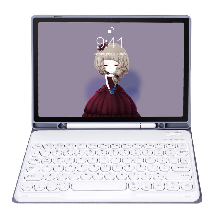YA610B Candy Color Skin Feel Texture Round Keycap Bluetooth Keyboard Leather Case For Samsung Galaxy Tab S6 Lite 10.4 inch SM-P610 / SM-P615(Purple) - Samsung Keyboard by PMC TechLife | Online Shopping South Africa | PMC TechLife
