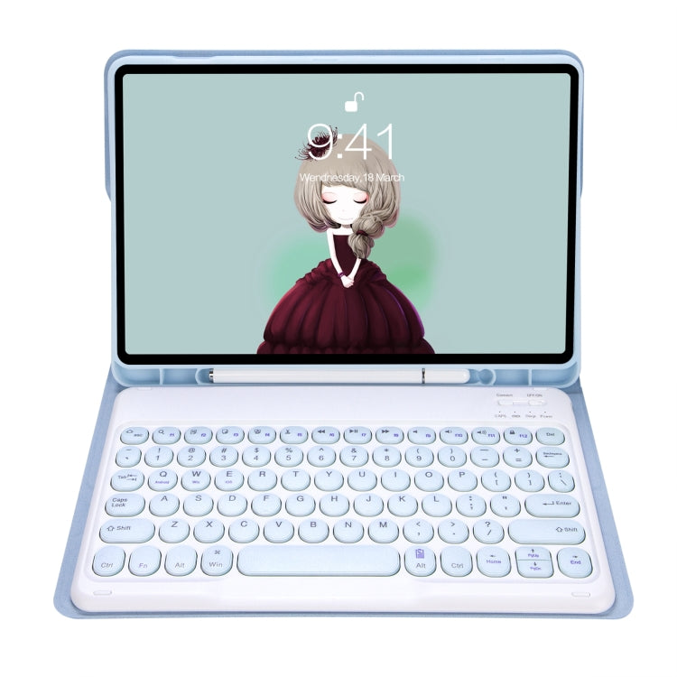 YA08B Candy Color Skin Feel Texture Round Keycap Bluetooth Keyboard Leather Case For Samsung Galaxy Tab A8 10.5 2021 SM-X200 / SM-X205(White Ice) - Samsung Keyboard by PMC TechLife | Online Shopping South Africa | PMC TechLife