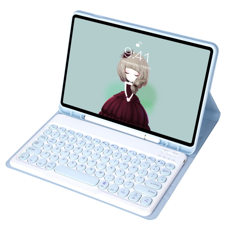 YA08B Candy Color Skin Feel Texture Round Keycap Bluetooth Keyboard Leather Case For Samsung Galaxy Tab A8 10.5 2021 SM-X200 / SM-X205(White Ice) - Samsung Keyboard by PMC TechLife | Online Shopping South Africa | PMC TechLife