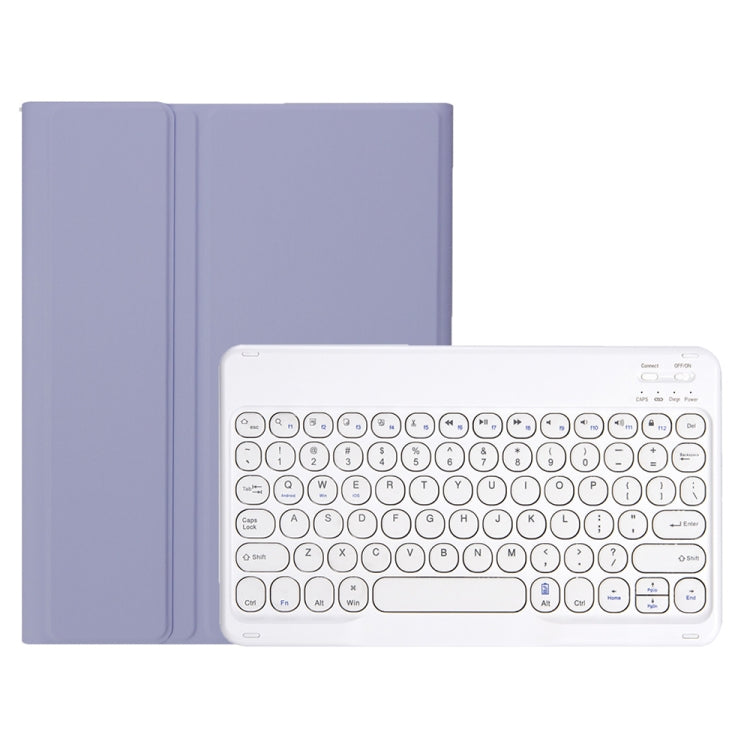YA08B Candy Color Skin Feel Texture Round Keycap Bluetooth Keyboard Leather Case For Samsung Galaxy Tab A8 10.5 2021 SM-X200 / SM-X205(Purple) - Samsung Keyboard by PMC TechLife | Online Shopping South Africa | PMC TechLife