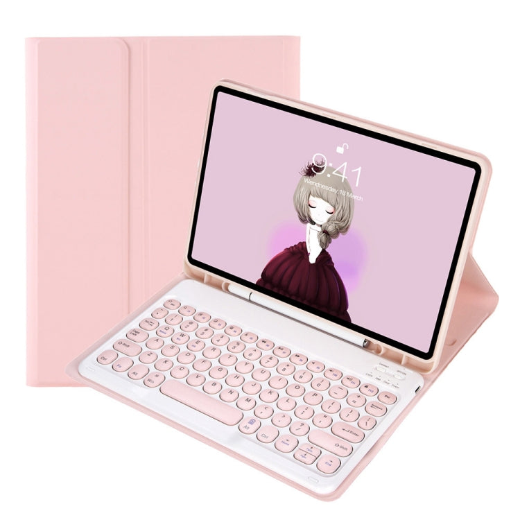 YA700B Candy Color Skin Feel Texture Round Keycap Bluetooth Keyboard Leather Case For Samsung Galaxy Tab S8 11 inch SM-X700 / SM-X706 & S7 11 inch SM-X700 / SM-T875(Pink) - Samsung Keyboard by PMC TechLife | Online Shopping South Africa | PMC TechLife