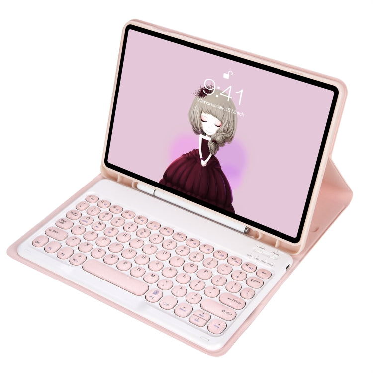 YA700B Candy Color Skin Feel Texture Round Keycap Bluetooth Keyboard Leather Case For Samsung Galaxy Tab S8 11 inch SM-X700 / SM-X706 & S7 11 inch SM-X700 / SM-T875(Pink) - Samsung Keyboard by PMC TechLife | Online Shopping South Africa | PMC TechLife