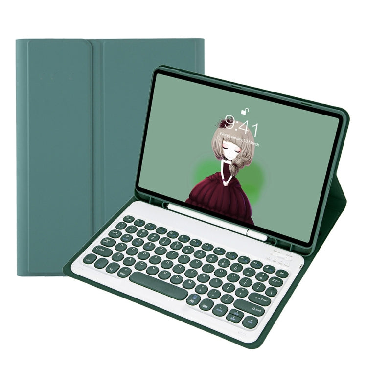 YA700B Candy Color Skin Feel Texture Round Keycap Bluetooth Keyboard Leather Case For Samsung Galaxy Tab S8 11 inch SM-X700 / SM-X706 & S7 11 inch SM-X700 / SM-T875(Dark Green) - Samsung Keyboard by PMC TechLife | Online Shopping South Africa | PMC TechLife