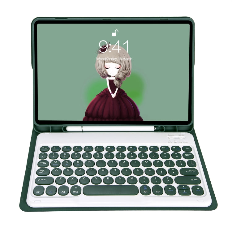 YA700B Candy Color Skin Feel Texture Round Keycap Bluetooth Keyboard Leather Case For Samsung Galaxy Tab S8 11 inch SM-X700 / SM-X706 & S7 11 inch SM-X700 / SM-T875(Dark Green) - Samsung Keyboard by PMC TechLife | Online Shopping South Africa | PMC TechLife
