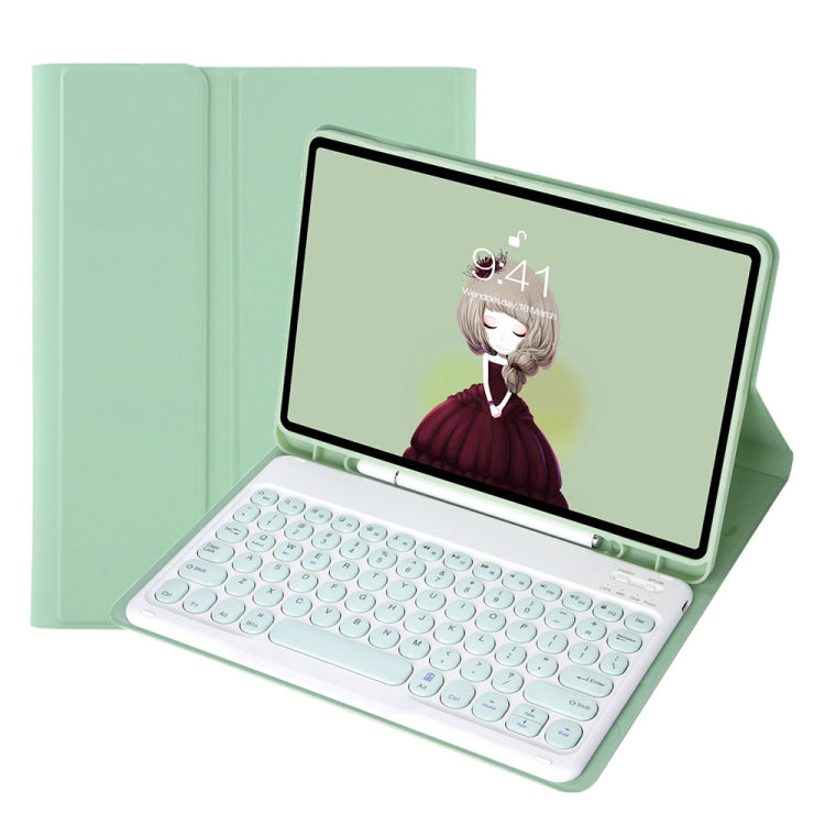 YA700B Candy Color Skin Feel Texture Round Keycap Bluetooth Keyboard Leather Case For Samsung Galaxy Tab S8 11 inch SM-X700 / SM-X706 & S7 11 inch SM-X700 / SM-T875(Light Green) - Samsung Keyboard by PMC TechLife | Online Shopping South Africa | PMC TechLife