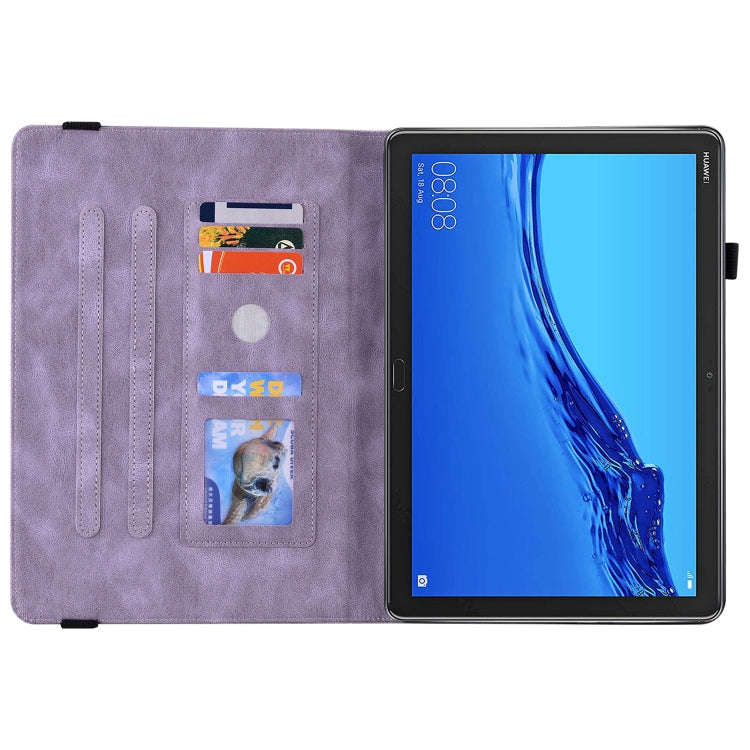 For Huawei MediaPad M5 Lite Butterfly Flower Embossed Leather Tablet Case(Purple) - Huawei by PMC TechLife | Online Shopping South Africa | PMC TechLife | Buy Now Pay Later Mobicred