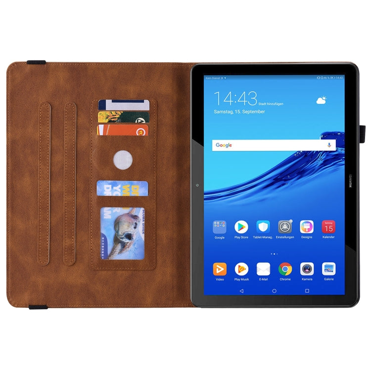 For Huawei MediaPad T5 Butterfly Flower Embossed Leather Tablet Case(Brown) - Huawei by PMC TechLife | Online Shopping South Africa | PMC TechLife | Buy Now Pay Later Mobicred