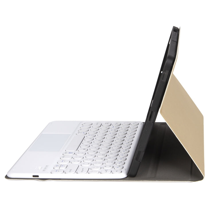 YA08B-A  Lambskin Texture Voltage Round Keycap Bluetooth Keyboard Leather Case with Touchpad For Samsung Galaxy Tab A8 10.5 2021 SM-X200 / SM-X205(Gold) - Samsung Keyboard by PMC TechLife | Online Shopping South Africa | PMC TechLife