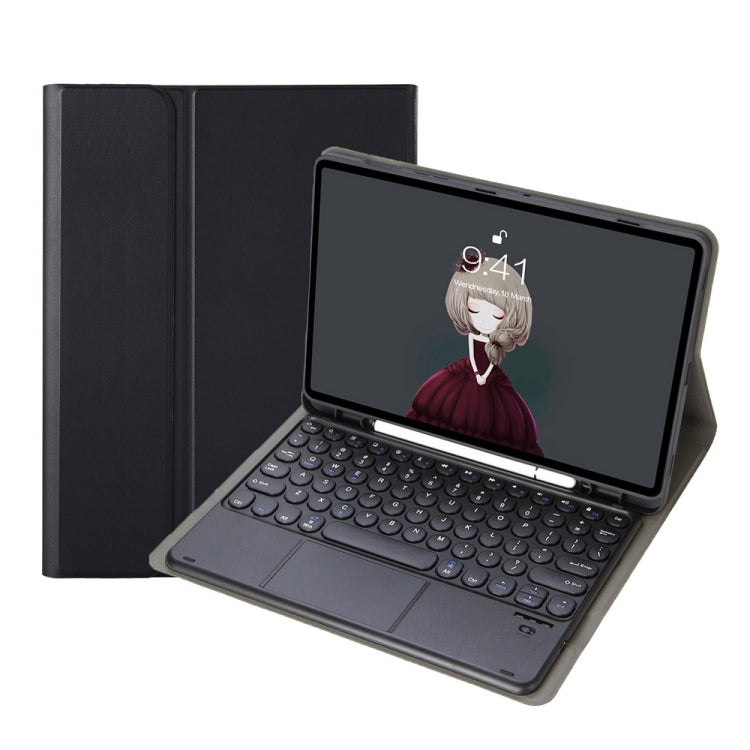 YA700B-A  Lambskin Texture Voltage Round Keycap Bluetooth Keyboard Leather Case with Touchpad For Samsung Galaxy Tab S8 11 inch SM-X700 / SM-X706 & S7 11 inch SM-X700 / SM-T875(Black) - Samsung Keyboard by PMC TechLife | Online Shopping South Africa | PMC TechLife