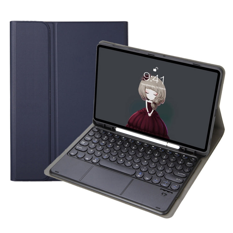 YA700B-A  Lambskin Texture Voltage Round Keycap Bluetooth Keyboard Leather Case with Touchpad For Samsung Galaxy Tab S8 11 inch SM-X700 / SM-X706 & S7 11 inch SM-X700 / SM-T875(Blue) - Samsung Keyboard by PMC TechLife | Online Shopping South Africa | PMC TechLife