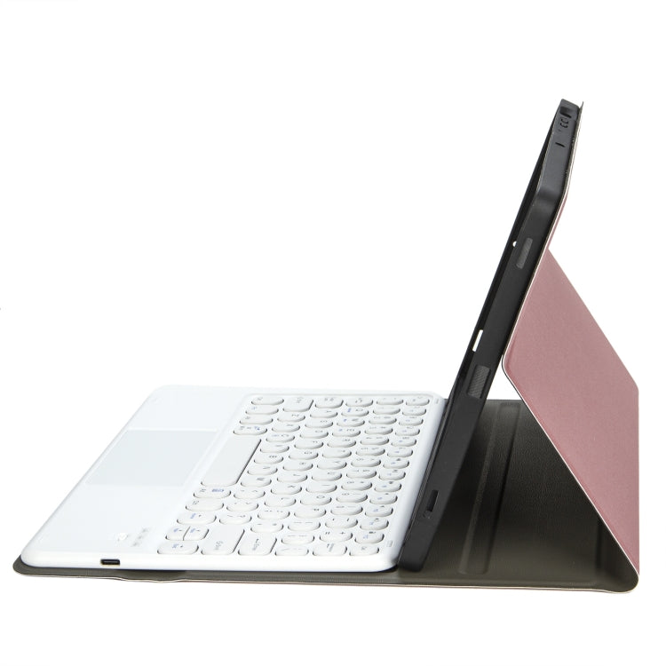 YA700B-A  Lambskin Texture Voltage Round Keycap Bluetooth Keyboard Leather Case with Touchpad For Samsung Galaxy Tab S8 11 inch SM-X700 / SM-X706 & S7 11 inch SM-X700 / SM-T875(Rose Gold) - Samsung Keyboard by PMC TechLife | Online Shopping South Africa | PMC TechLife