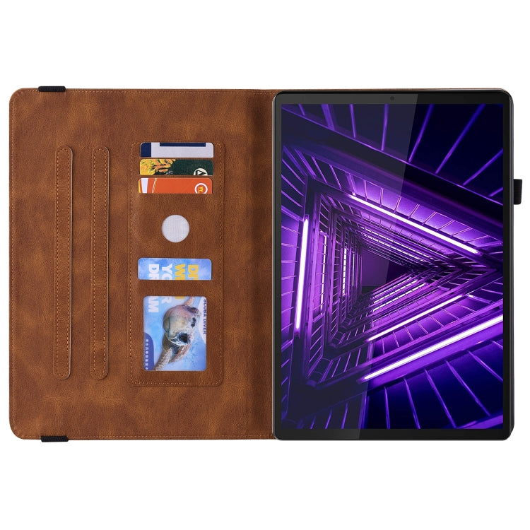 For Lenovo M10 Plus 10.3 TB-X606F/TB-X606X Butterfly Flower Embossed Leather Tablet Case(Brown) - Lenovo by PMC TechLife | Online Shopping South Africa | PMC TechLife | Buy Now Pay Later Mobicred