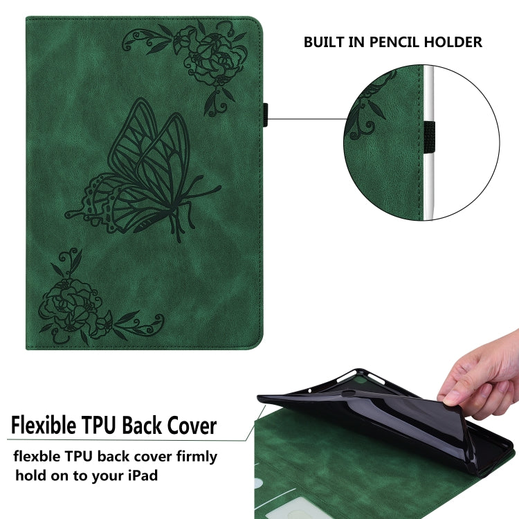 For Lenovo Tab M10 HD 2nd Gen TB-X306X/TB-X306F Butterfly Flower Embossed Leather Tablet Case(Green) - Lenovo by PMC TechLife | Online Shopping South Africa | PMC TechLife | Buy Now Pay Later Mobicred