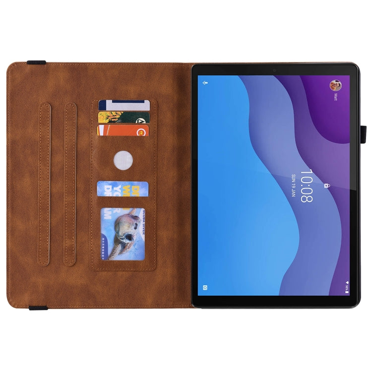 For Lenovo Tab M10 HD 2nd Gen TB-X306X/TB-X306F Butterfly Flower Embossed Leather Tablet Case(Brown) - Lenovo by PMC TechLife | Online Shopping South Africa | PMC TechLife | Buy Now Pay Later Mobicred