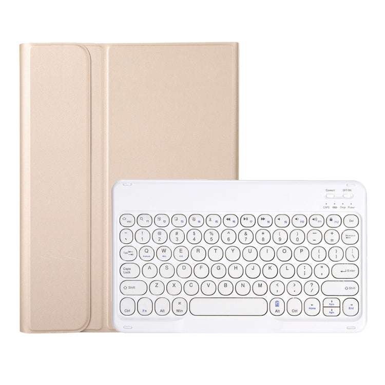 YA08B Lambskin Texture Voltage Round Keycap Bluetooth Keyboard Leather Case For Samsung Galaxy Tab A8 10.5 2021 SM-X200 / SM-X205(Gold) - Samsung Keyboard by PMC TechLife | Online Shopping South Africa | PMC TechLife