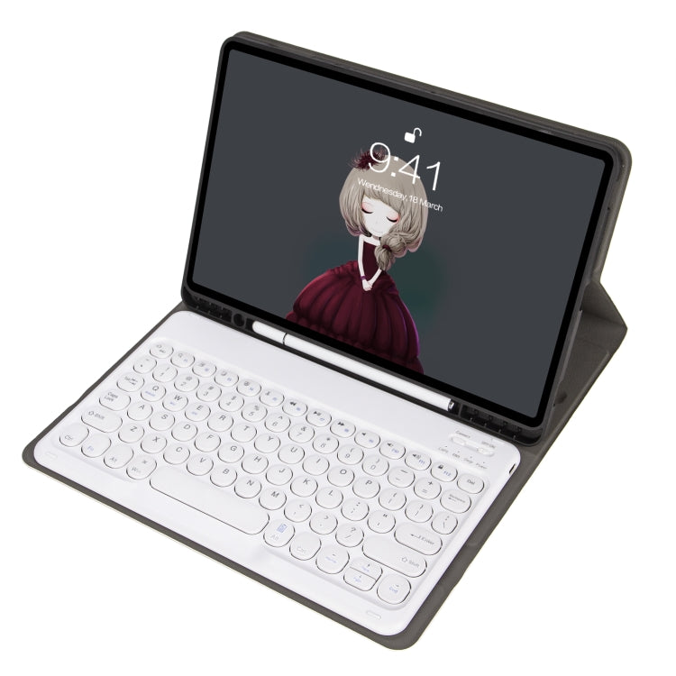YA08B Lambskin Texture Voltage Round Keycap Bluetooth Keyboard Leather Case For Samsung Galaxy Tab A8 10.5 2021 SM-X200 / SM-X205(Gold) - Samsung Keyboard by PMC TechLife | Online Shopping South Africa | PMC TechLife