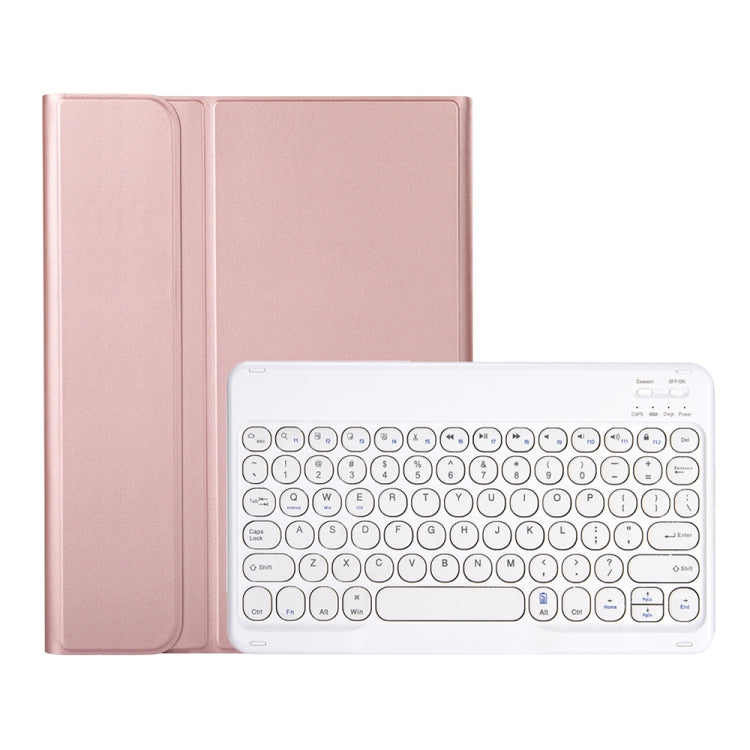 YA08B Lambskin Texture Voltage Round Keycap Bluetooth Keyboard Leather Case For Samsung Galaxy Tab A8 10.5 2021 SM-X200 / SM-X205(Rose Gold) - Samsung Keyboard by PMC TechLife | Online Shopping South Africa | PMC TechLife