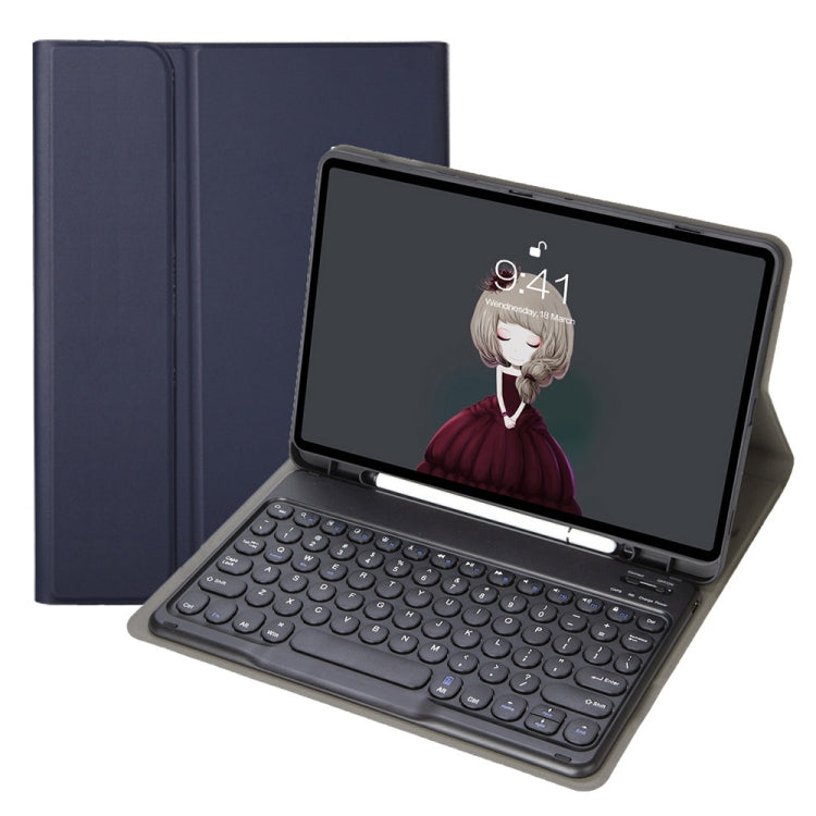 YA700B Lambskin Texture Voltage Round Keycap Bluetooth Keyboard Leather Case For Samsung Galaxy Tab S8 11 inch SM-X700 / SM-X706 & S7 11 inch SM-X700 / SM-T875(Blue) - Samsung Keyboard by PMC TechLife | Online Shopping South Africa | PMC TechLife