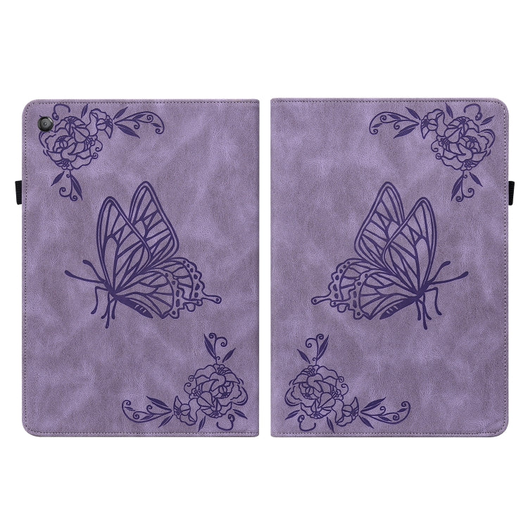 For Amazon Kindle Fire HD 10 2019 / 2017 Butterfly Flower Embossed Leather Tablet Case(Purple) - Amazon by PMC TechLife | Online Shopping South Africa | PMC TechLife | Buy Now Pay Later Mobicred