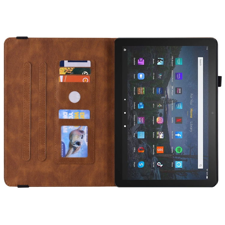 For Amazon Kindle Fire HD 10 2021 / 10 Plus 2021 Butterfly Flower Embossed Leather Tablet Case(Brown) - Amazon by PMC TechLife | Online Shopping South Africa | PMC TechLife | Buy Now Pay Later Mobicred