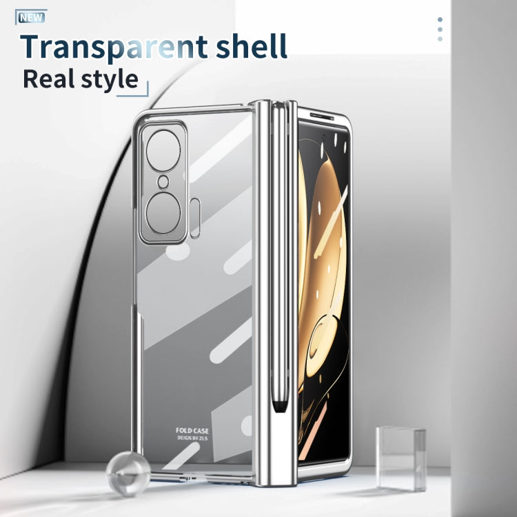 For Honor Magic V Electroplating Hinge Phone Case with Stylus(Silver) - Honor Cases by PMC TechLife | Online Shopping South Africa | PMC TechLife