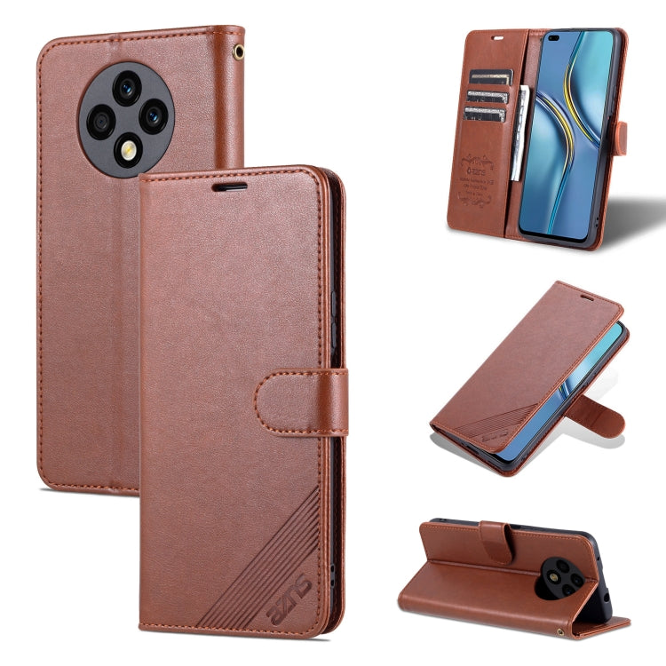 For U-Magic Enjoy 50 Plus AZNS Sheepskin Texture Flip Leather Phone Case(Brown) - free shipping - PMC Jewellery - Order now!