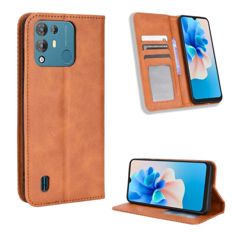 For Blackview A55 Pro Magnetic Buckle Retro Texture Leather Phone Case(Brown) - More Brand by PMC TechLife | Online Shopping South Africa | PMC TechLife | Buy Now Pay Later Mobicred