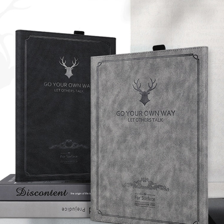 For MicroSoft Surface Pro 8 Deer Head Pattern Tablet Leather Case(Grey) - Others by PMC Jewellery | Online Shopping South Africa | PMC Jewellery | Buy Now Pay Later Mobicred