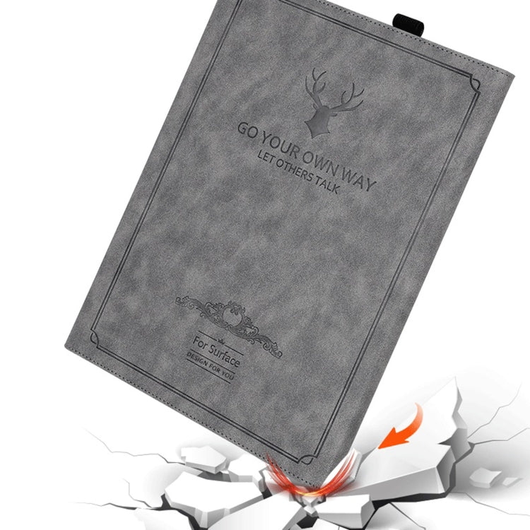 For MicroSoft Surface Pro 8 Deer Head Pattern Tablet Leather Case(Grey) - Others by PMC Jewellery | Online Shopping South Africa | PMC Jewellery | Buy Now Pay Later Mobicred