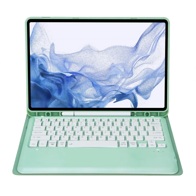T800B Pen Slot Detachable Bluetooth Keyboard Leather Tablet Case For Samsung Galaxy Tab S8+/S7+/S7 FE(Mint Green) - Samsung Keyboard by PMC TechLife | Online Shopping South Africa | PMC TechLife