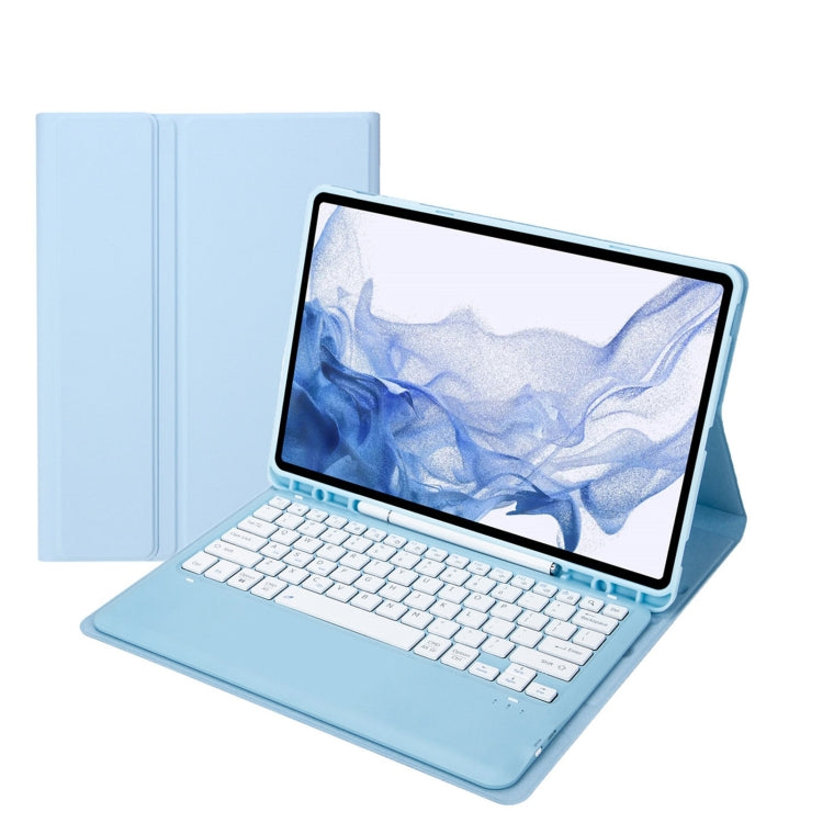 T800B Pen Slot Detachable Bluetooth Keyboard Leather Tablet Case For Samsung Galaxy Tab S8+/S7+/S7 FE(Sky Blue) - free shipping - PMC TechLife - Order now!