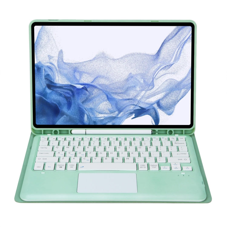 T800B-A Touch Pad Detachable Bluetooth Keyboard Leather Tablet Case For Samsung Galaxy Tab S8+/S7+/S7 FE(Mint Green) - Samsung Keyboard by PMC TechLife | Online Shopping South Africa | PMC TechLife