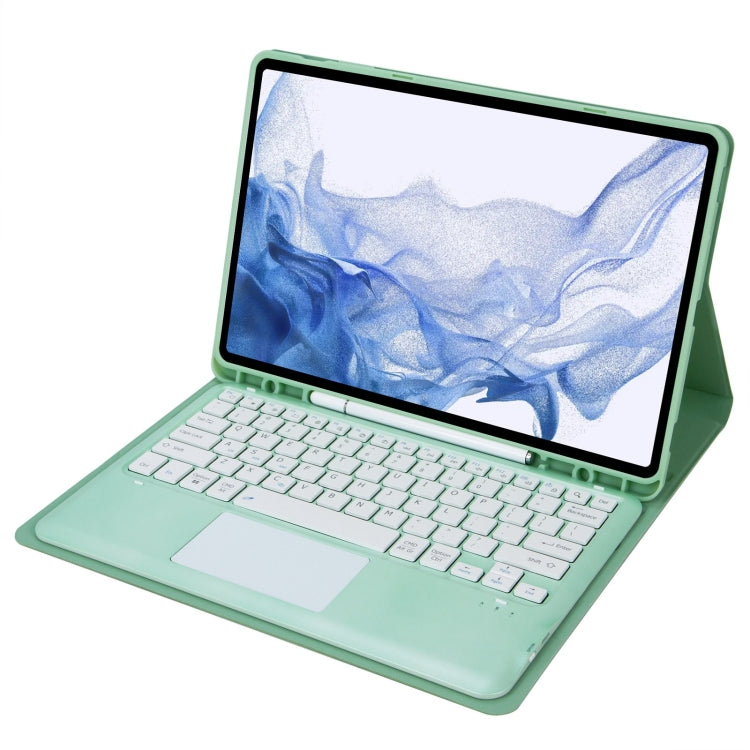 T800B-A Touch Pad Detachable Bluetooth Keyboard Leather Tablet Case For Samsung Galaxy Tab S8+/S7+/S7 FE(Mint Green) - Samsung Keyboard by PMC TechLife | Online Shopping South Africa | PMC TechLife