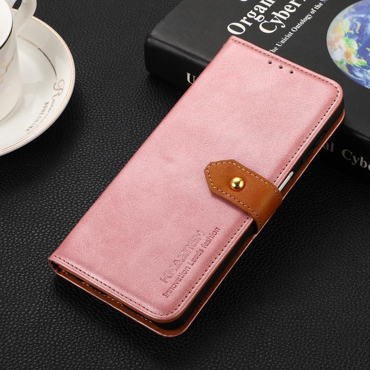 For iPhone 17 Pro Max KHAZNEH Dual-color Cowhide Texture Flip Leather Phone Case(Rose Gold) - free shipping - PMc TechLife - Order now!