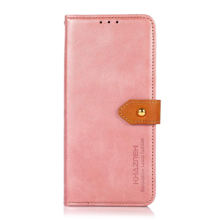 For iPhone 17 Pro Max KHAZNEH Dual-color Cowhide Texture Flip Leather Phone Case(Rose Gold) - free shipping - PMc TechLife - Order now!
