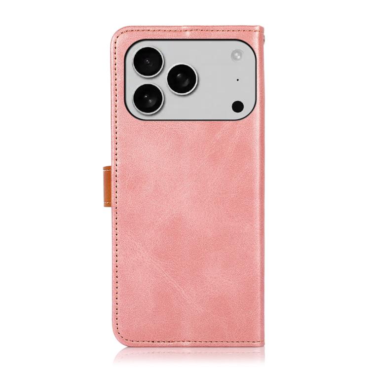 For iPhone 17 Pro Max KHAZNEH Dual-color Cowhide Texture Flip Leather Phone Case(Rose Gold) - free shipping - PMc TechLife - Order now!
