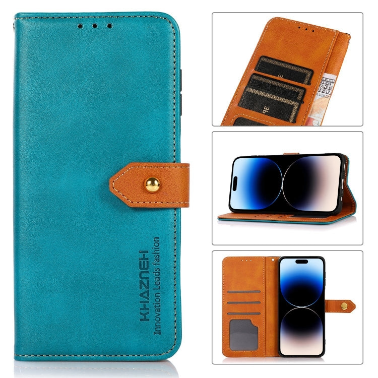 For iPhone 17 Air KHAZNEH Dual-color Cowhide Texture Flip Leather Phone Case(Blue) - free shipping - PMc TechLife - Order now!