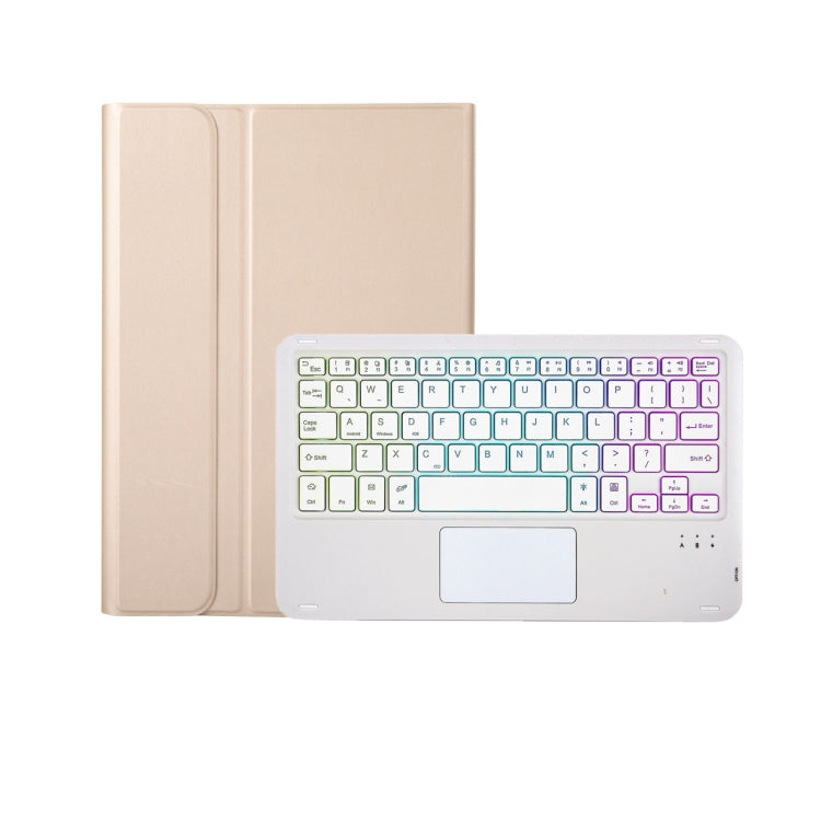 A11B-AS Lambskin Pen Slot Touch Pad Backlight Bluetooth Keyboard Leather Tablet Case For iPad Air 2022&2020 / Pro 11 2021&2020&2018(Gold) - For iPad Pro by PMC TechLife | Online Shopping South Africa | PMC TechLife
