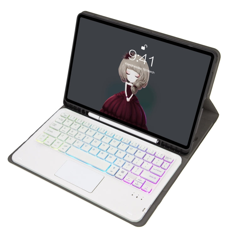 A11B-AS Lambskin Pen Slot Touch Pad Backlight Bluetooth Keyboard Leather Tablet Case For iPad Air 2022&2020 / Pro 11 2021&2020&2018(Gold) - For iPad Pro by PMC TechLife | Online Shopping South Africa | PMC TechLife