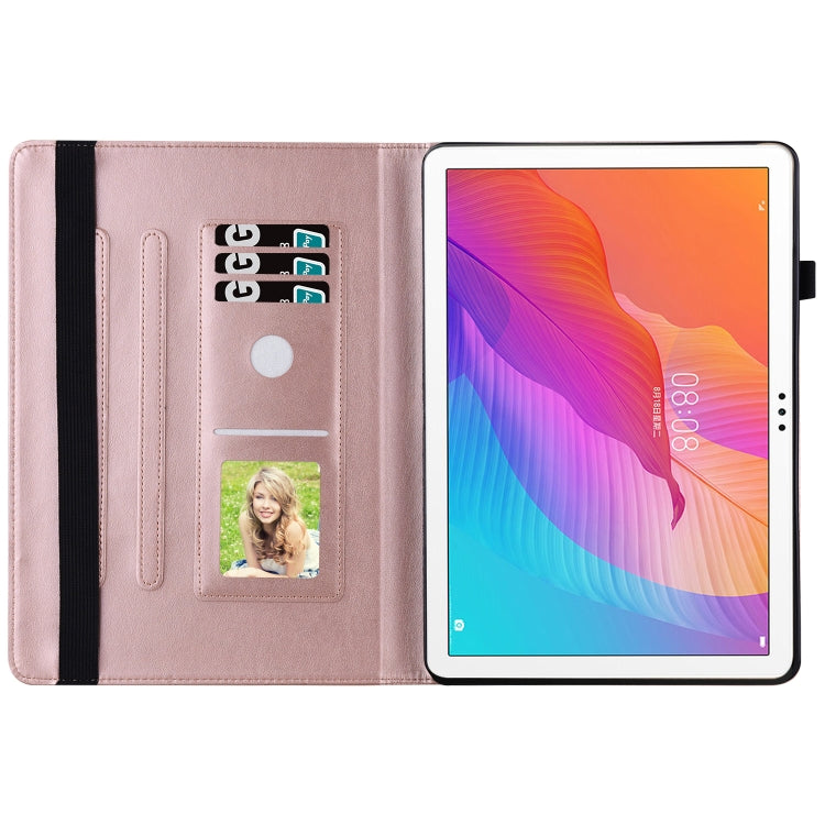 For Huawei MatePad T 10s Big Butterfly Embossed Leather Tablet Case(Rose Gold) - Huawei by PMC TechLife | Online Shopping South Africa | PMC TechLife | Buy Now Pay Later Mobicred