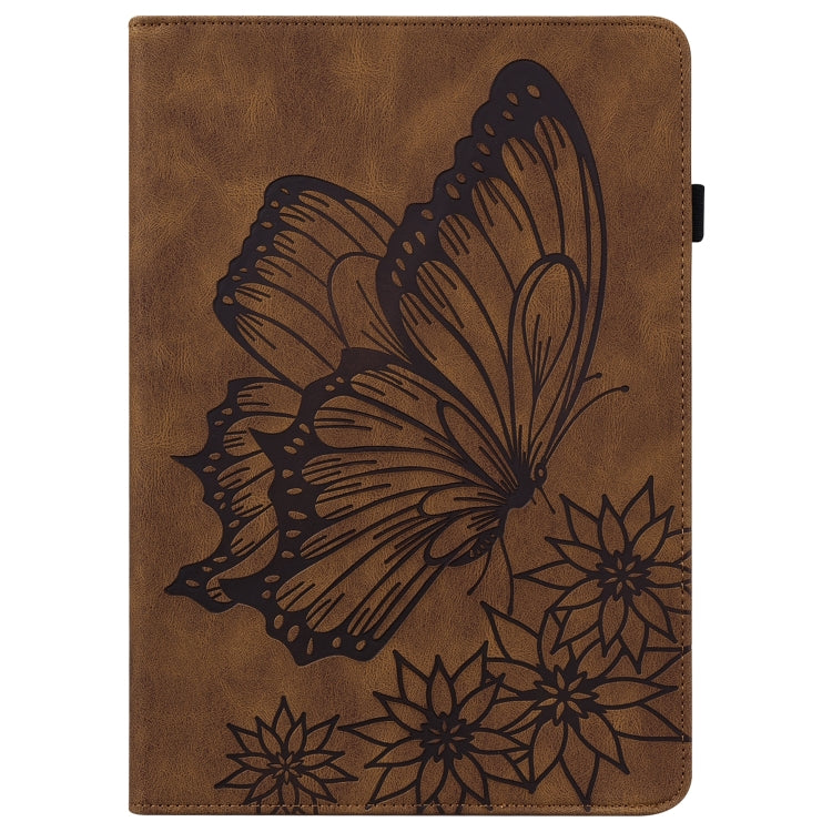 For Huawei MatePad T 10s Big Butterfly Embossed Leather Tablet Case(Brown) - Huawei by PMC TechLife | Online Shopping South Africa | PMC TechLife | Buy Now Pay Later Mobicred