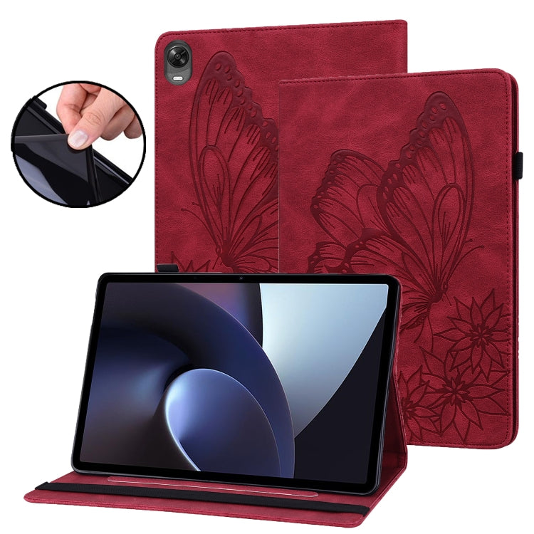 For OPPO Pad 11 inch 2022 Big Butterfly Embossed Leather Tablet Case(Red) - OPPO by PMC TechLife | Online Shopping South Africa | PMC TechLife | Buy Now Pay Later Mobicred