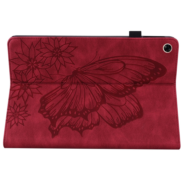For Realme Pad Big Butterfly Embossed Leather Tablet Case(Red) - Realme by PMC TechLife | Online Shopping South Africa | PMC TechLife | Buy Now Pay Later Mobicred