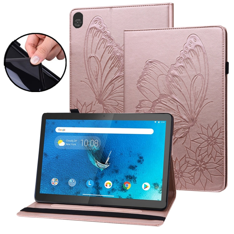 For Lenovo Tab M10 X505L Big Butterfly Embossed Leather Tablet Case(Rose Gold) - Lenovo by PMC TechLife | Online Shopping South Africa | PMC TechLife | Buy Now Pay Later Mobicred