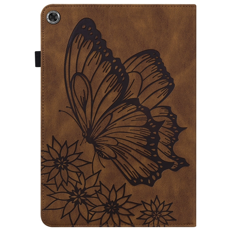 For Lenovo Tab M10 Plus 10.6 3rd Gen 2022 Big Butterfly Embossed Leather Tablet Case(Brown) - Lenovo by PMC TechLife | Online Shopping South Africa | PMC TechLife | Buy Now Pay Later Mobicred