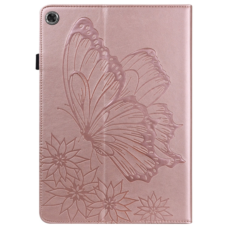 For Lenovo M10 Plus X606F Big Butterfly Embossed Leather Tablet Case(Rose Gold) - Lenovo by PMC TechLife | Online Shopping South Africa | PMC TechLife | Buy Now Pay Later Mobicred