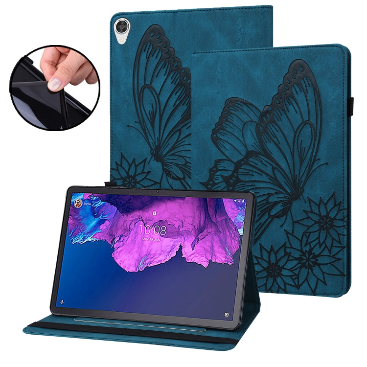 For Lenovo Tab P11 Big Butterfly Embossed Leather Tablet Case(Blue) - Lenovo by PMC TechLife | Online Shopping South Africa | PMC TechLife | Buy Now Pay Later Mobicred